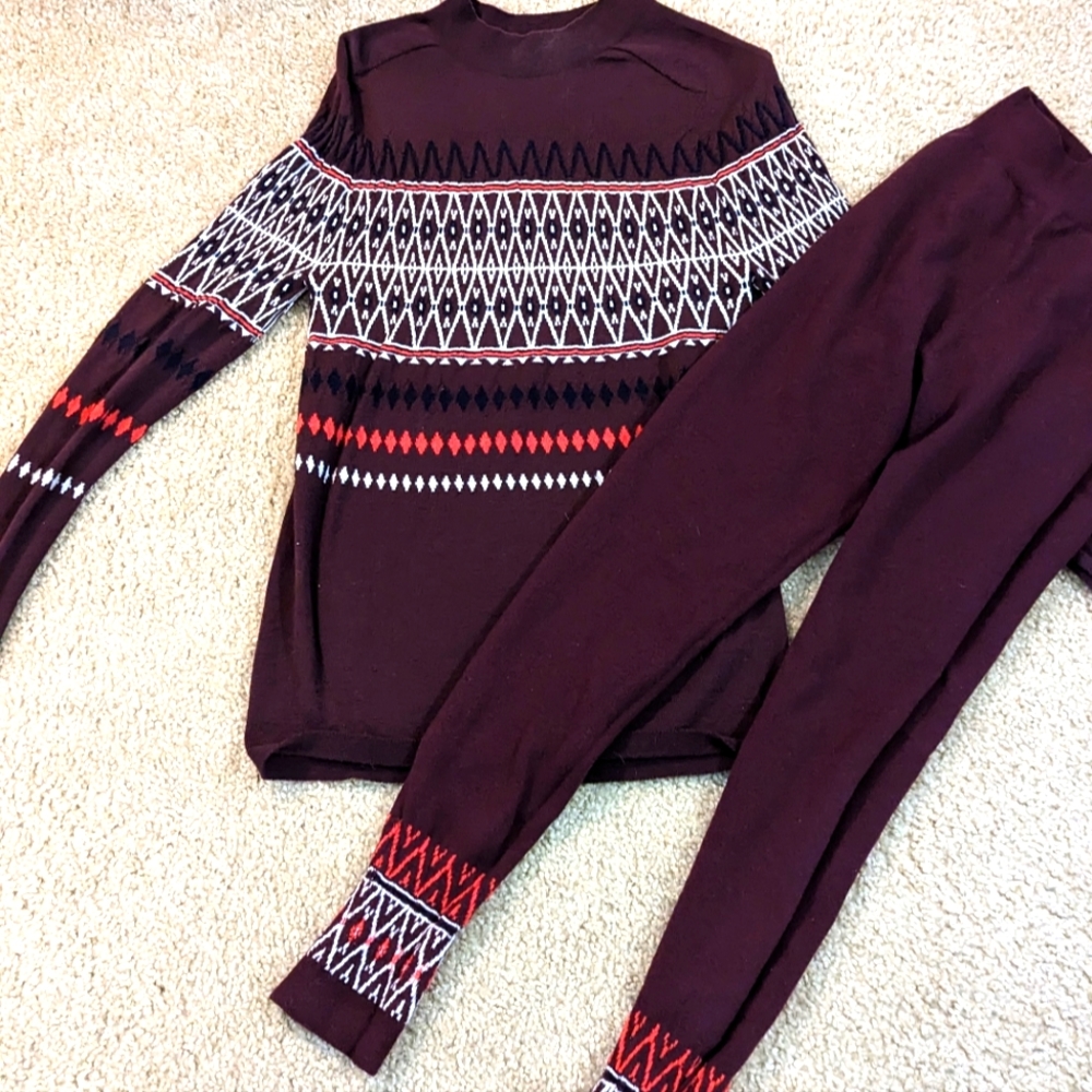 SWEATY BETTY fairisle base layer set Size S perfect for that mountain life